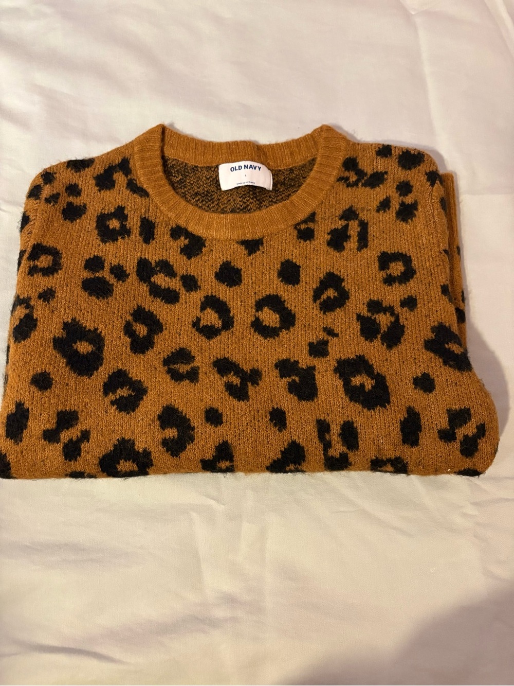 Old Navy Women's Leopard Print Crewneck Sweater - Tan/Black